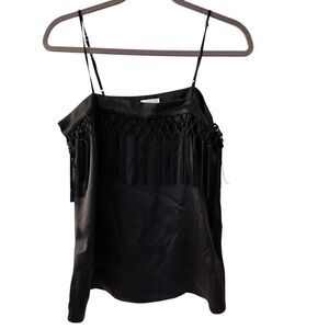 CAMI NYC 100% Silk Black Camisole Tank with Tassels Size S‎
